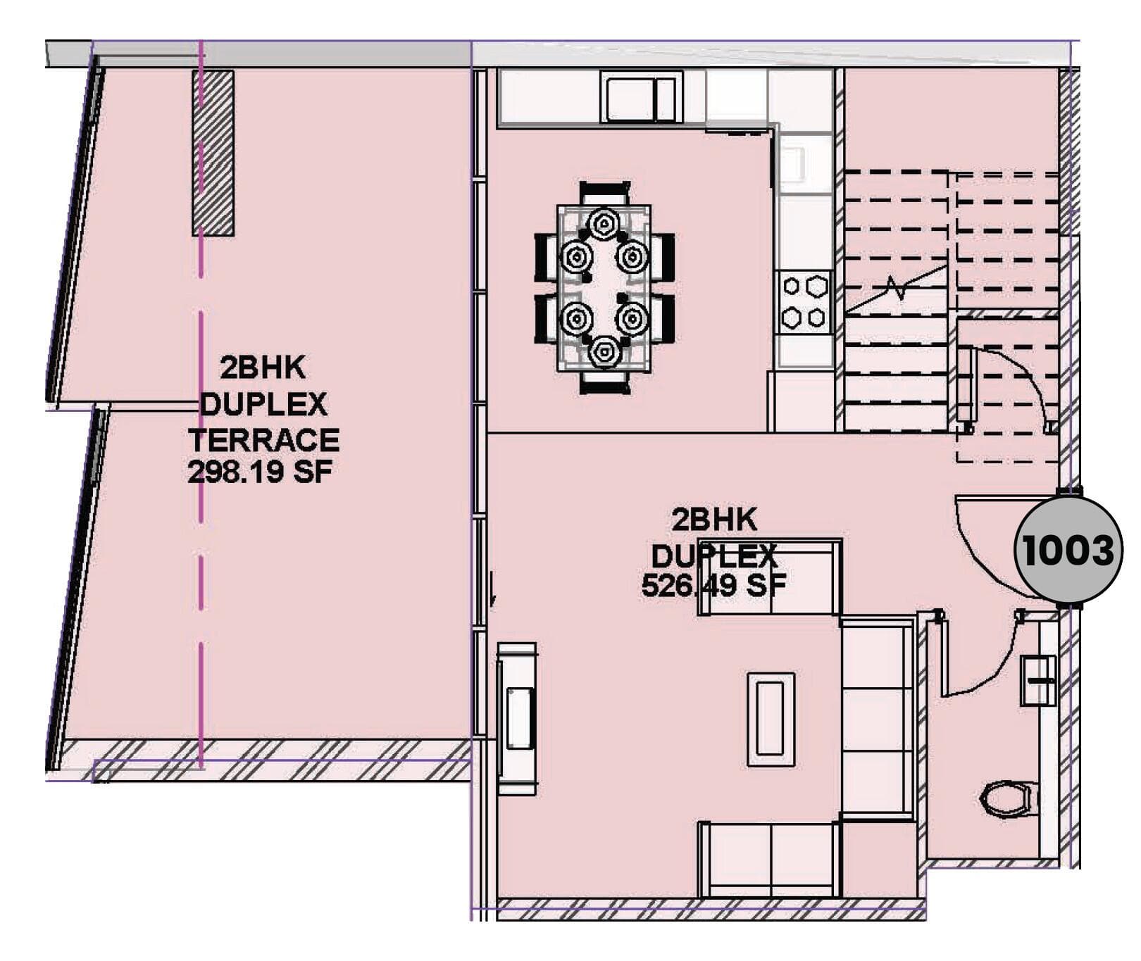 2 Bedroom Duplex Unit 1003