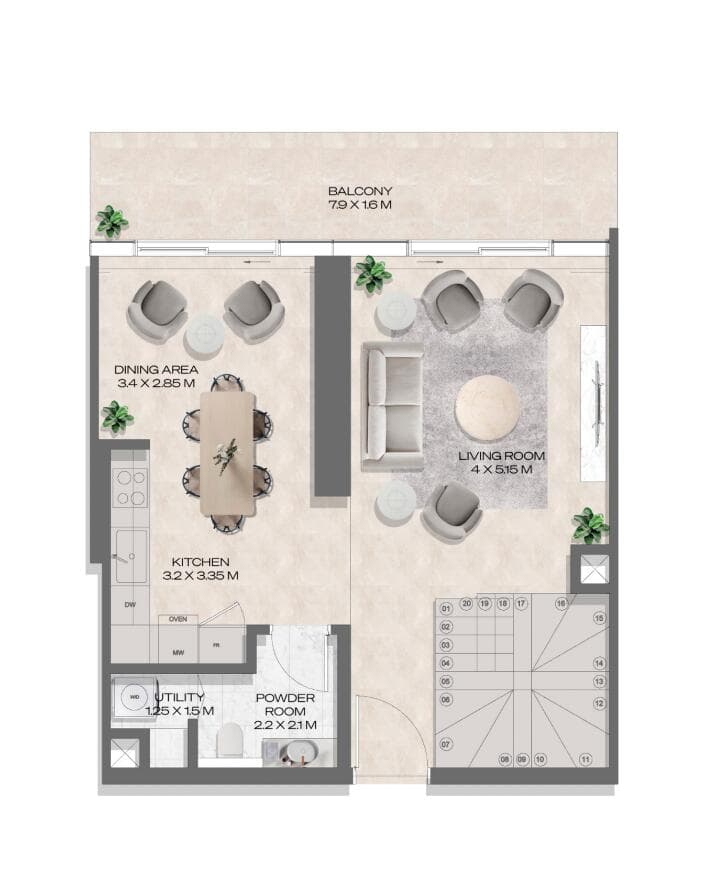 2 Bedroom Duplex + Maid Type B