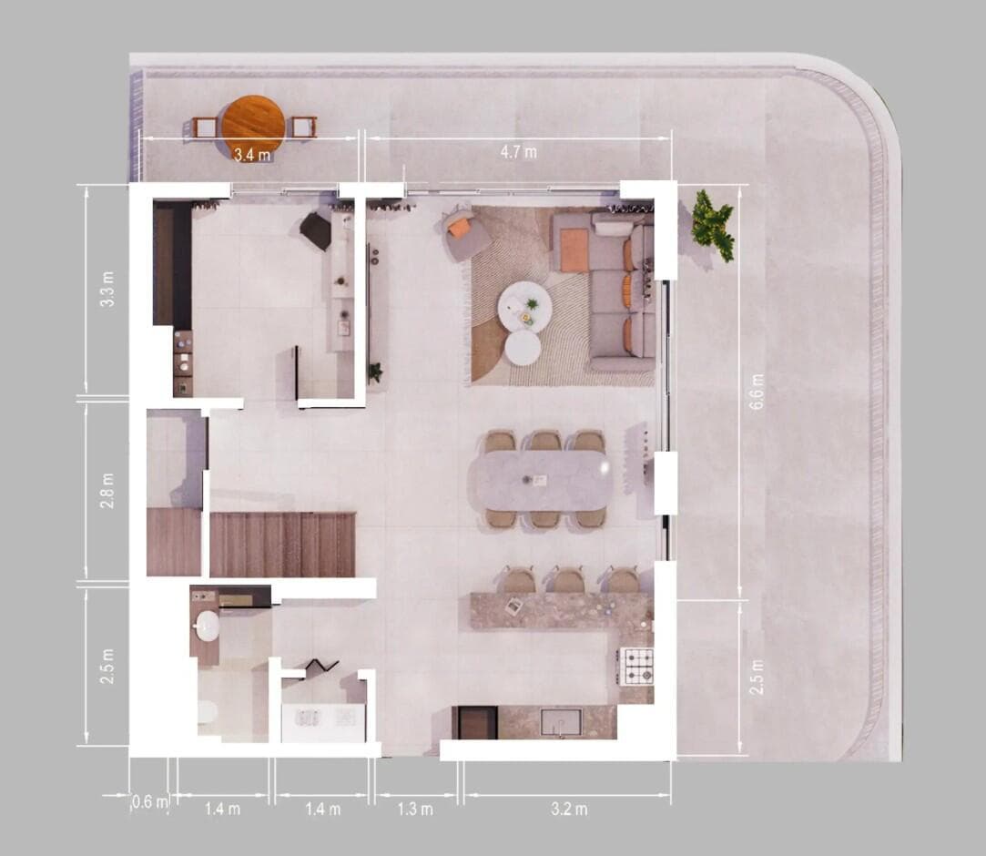 2 Bedroom Duplex + Study room