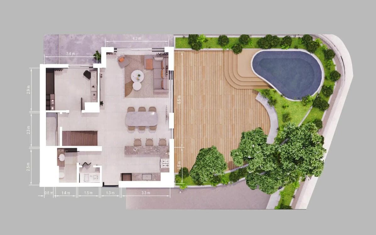 2 Bedroom Duplex + Study room